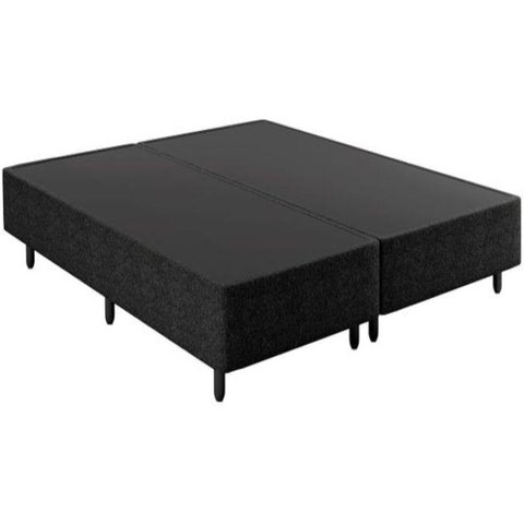 Conjunto: Box Suede Preto + Colchão Herval Black Espuma Ortopedica D60 Queen 158x198x65