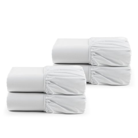 Kit 4 Pçs Lençol Avulso com Elástico Casal Queen Profissional Premium 180 Fios 2,00x1,60x0,30m:branc