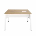 Ver imagem 5 de Mesa Escritório Plataforma 2 Pessoas com 135cm Industrial Tampo Chanfrado Pés em Metal Executive Macadâmia e Branco