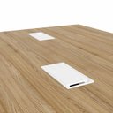 Ver imagem 7 de Mesa Escritório Plataforma 2 Pessoas com 135cm Industrial Tampo Chanfrado Pés em Metal Executive Macadâmia e Branco