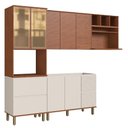 Ver imagem 2 de Cozinha Modulada 270cm C/ Aéreos Balcões e Nichos 100% Mdf Cor:off White/ Canela Frisado