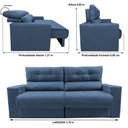 Ver imagem 3 de Sofá Retrátil e Reclinável 1,70m Clean Cama Inbox Velusoft Azul