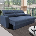 Ver imagem 1 de Sofá Retrátil e Reclinável 1,70m Clean Cama Inbox Velusoft Azul