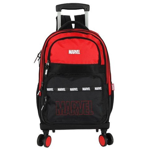 Mochila Escolar de Rodinhas 360 Avengers Vermelho Luxcel