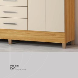 Guarda Roupa Capelinha Pérsia 4 Portas Cinamon Touch/off White com Espelho - Demóbile - 7