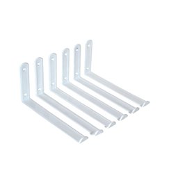 Kit 6 peças Suporte cantoneira Invertida - Mod. "U" p/ prateleira de 25cm - Branca - 2