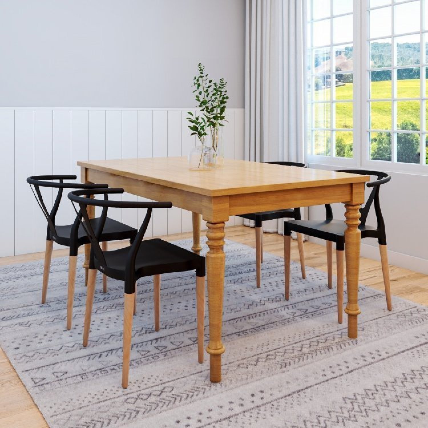 Conjunto Mesa Madeira Maciça 4 Cadeiras Wishbone Amarílis Yescasa Espresso Móveis - 1