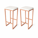 Ver imagem 2 de Kit 2 Banqueta Alta Industrial sem Encosto Rose Gold P/ Balcão, Bistro, Cozinha Assento Branco