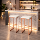 Ver imagem 1 de Kit 2 Banqueta Alta Industrial sem Encosto Rose Gold P/ Balcão, Bistro, Cozinha Assento Branco