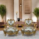 Ver imagem 2 de Par de Poltrona Dourado com Bege - 115x83x69cm