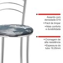 Ver imagem 5 de Kit 2 Banquetas Baixas Cromadas com Assento Estofado e Encosto para Bancada Cozinha e Área Gourmet Cinza Cromado/Azul