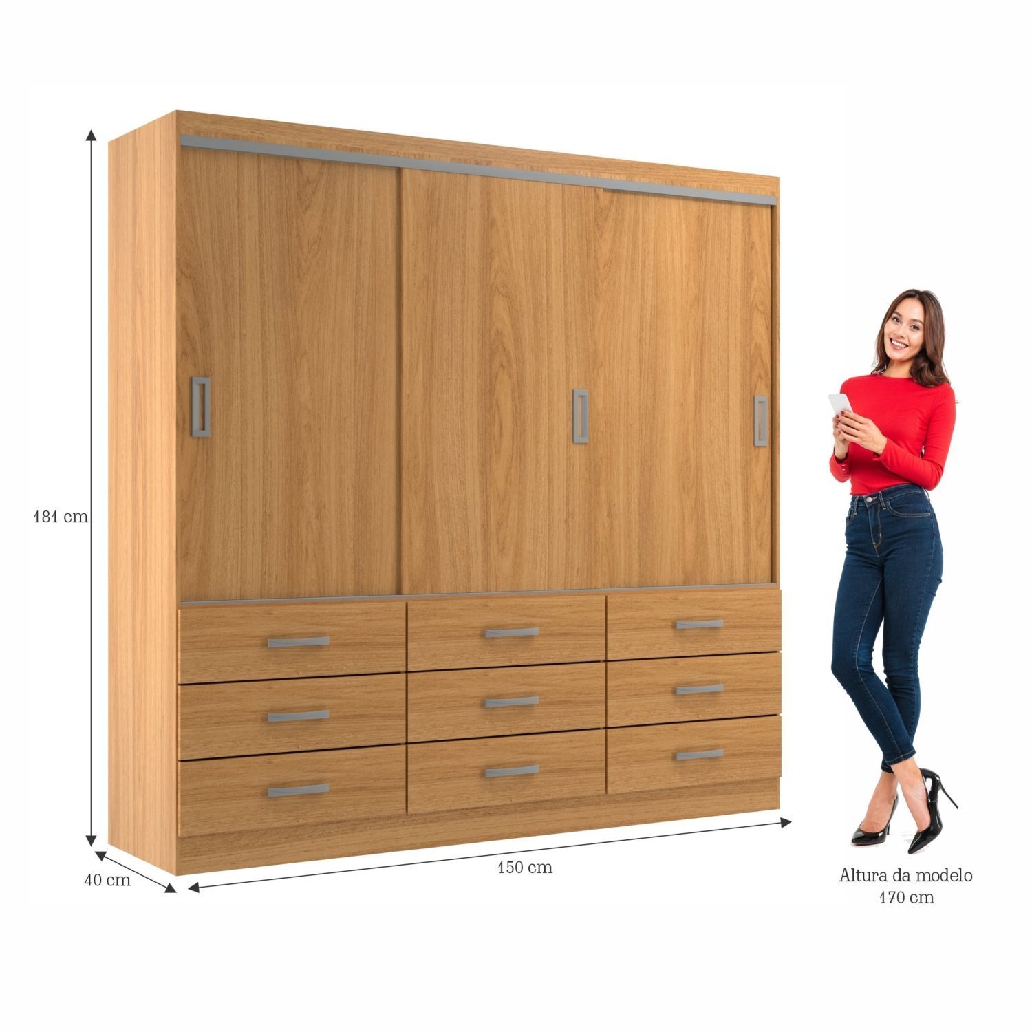 Guarda Roupa Casal 3 Portas 9 Gavetas Isabela | MadeiraMadeira