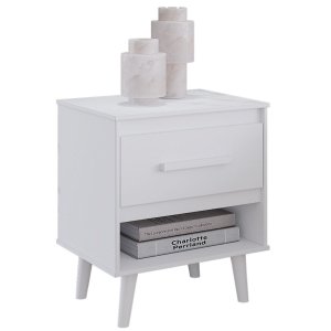 Mesa de Cabeceira Mila 1 Gaveta Moblis:branco