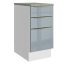 Ver imagem 1 de Balcão de Cozinha 40 Cm 3 Gavetas Branco/cinza Lux Madesa Branco/cinza