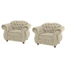 Ver imagem 1 de Duas Poltronas Chesterfield Merlo - Suede Nude / Decoração, recepção , barbearia, sala tv estar