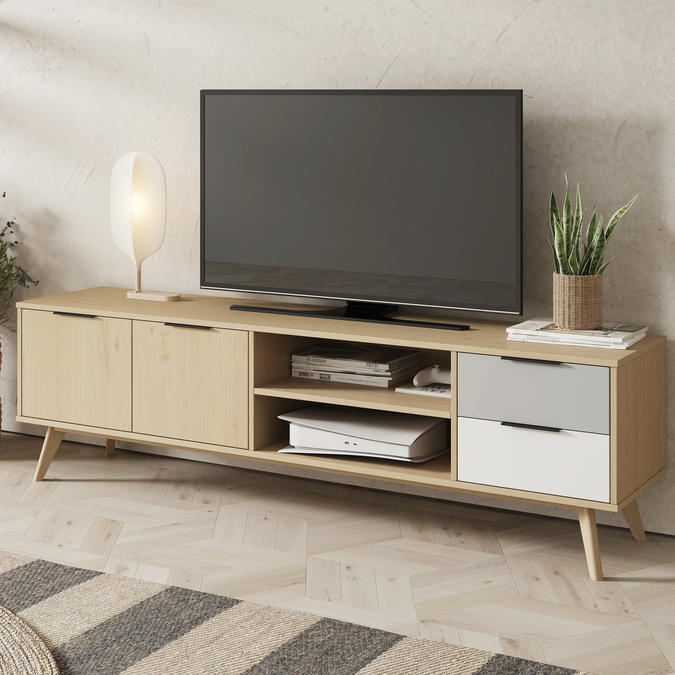 Rack para TV até 55 Polegadas 2 Portas 2 Gavetas 180cm Elfa - 1