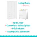 Ver imagem 7 de Quarto de Bebê Duda 3 Portas e Berço Americano Mini Cama Doce Sonho 100 Branco Brilho com Colchão Ga