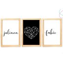 Ver imagem 1 de Kit 3 Quadros Decorativos Quarto Casal C/ Nome Personalizado:pinus