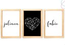 Ver imagem 1 de Kit 3 Quadros Decorativos Quarto Casal C/ Nome Personalizado:pinus
