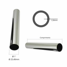 Tubo Inox - 25,40mm X 1,50mm - Polido - 304/l - C/c - 1 Metro - 3
