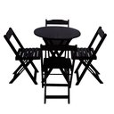 Ver imagem 1 de Conjunto de Mesa Dobrável 70x70 Redonda com 4 Cadeiras - Preto