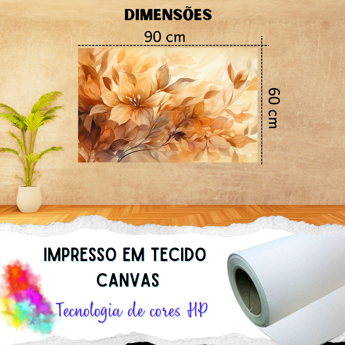 Quadro Decorativo Floral Primavera Amarela Impressão em Hd - 3