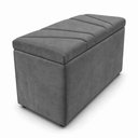 Ver imagem 2 de Calcadeira Recamier Baú Estofada 100cm para Cama Solteiro Suede Chumbo