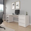 Ver imagem 1 de Escrivaninha Mesa Escritório com Gaveteiro e Nicho Ficus 3 Gavetas 220cm CabeCasa MadeiraOriginals Branco