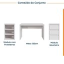 Ver imagem 6 de Escrivaninha Mesa Escritório com Gaveteiro e Nicho Ficus 3 Gavetas 220cm CabeCasa MadeiraOriginals Branco