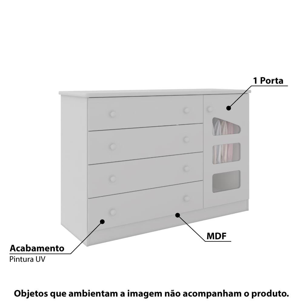 Cômoda Infantil Eloisa com 4 Gavetas - Branco - 2