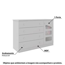 Cômoda Infantil Eloisa com 4 Gavetas - Branco - 2