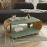 Mesa de Centro Sala Floripa com Pés de Madeira Maciça Pistache/naturale - 2
