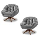 Ver imagem 1 de Kit 2 Poltrona Decorativa Califórnia Giratória Suede Cinza - Fm
