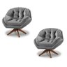 Kit 2 Poltrona Decorativa Califórnia Giratória Suede Cinza - Fm - 1