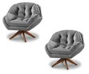 Ver imagem 1 de Kit 2 Poltrona Decorativa Califórnia Giratória Suede Cinza - Fm
