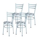 Ver imagem 1 de Conjunto 4 Cadeiras Epoxi Cinza para Cozinha Assento Estampado Cor:floral Branco