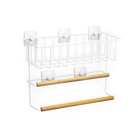 Toalheiro Duplo C/suporte C/5 Adesivos 3m Branco