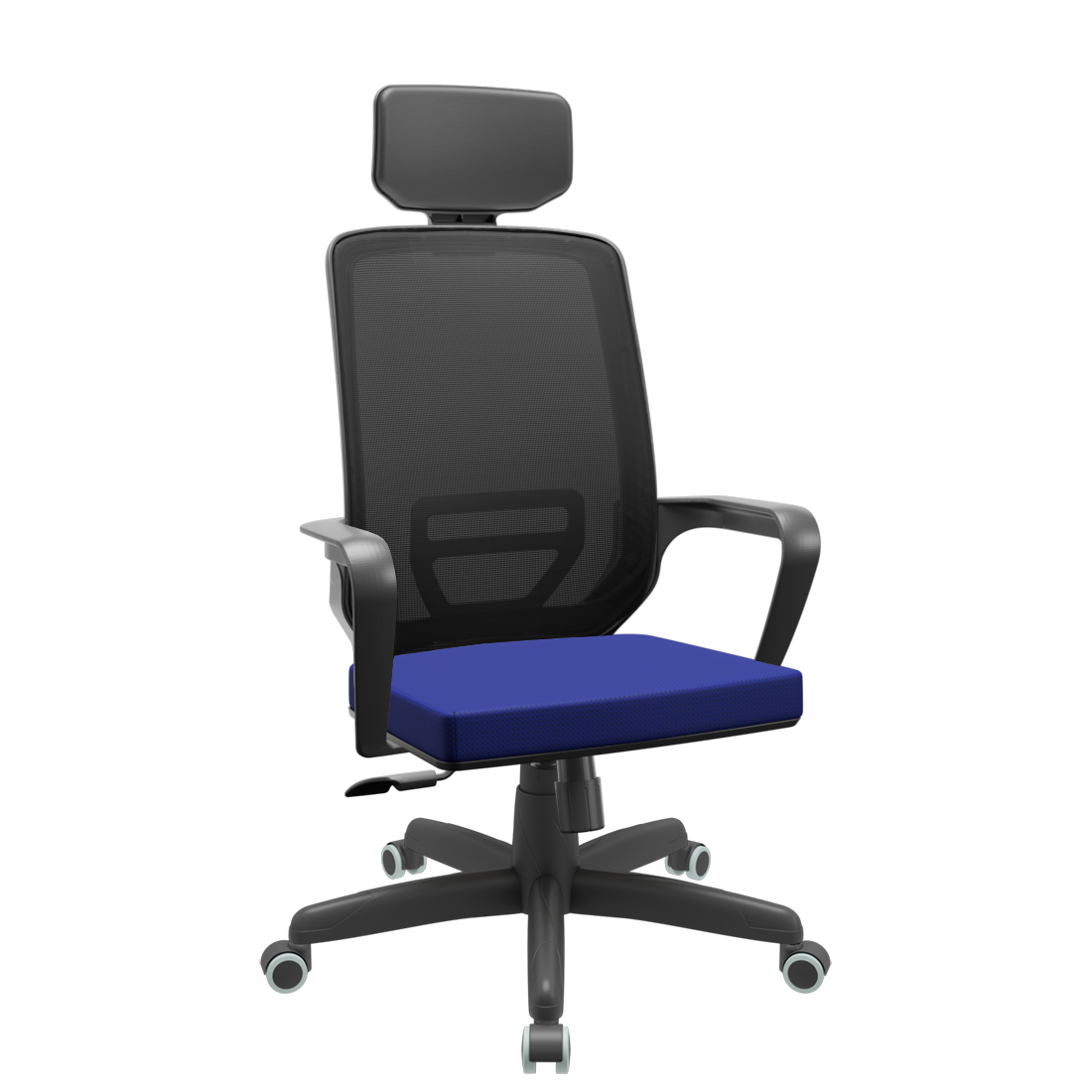 Cadeira Silver Relax Standard c/ Apoio de Cabeça Rodizio PU PLAXMETAL Adrix Azul - 4