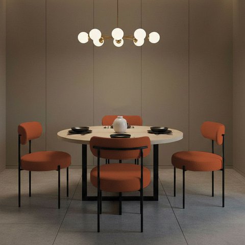 Cadeira Sala de Jantar Margara Kit 4 em Aço Preto Bouclê D03 - D'Rossi