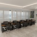 Ver imagem 3 de Estação de Trabalho 10 Lugares Smart Office 10 Mesas 8 Armários Livreiro - Preto e Cedro