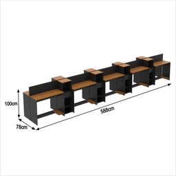 Estação de Trabalho 10 Lugares Smart Office 10 Mesas 8 Armários Livreiro - 2