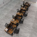 Ver imagem 1 de Estação de Trabalho 10 Lugares Smart Office 10 Mesas 8 Armários Livreiro - Preto e Cedro