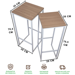 Kit Banquetas Mdf Strassis Design Sd-3040 Branca - 5