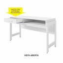 Ver imagem 6 de Escrivaninha Mesa Escritório Minimalista Liz com Gaveta e Nicho 1,35m Branco