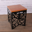 Ver imagem 2 de Banco Banquinho Quadrado Ferro e Madeira Folhado