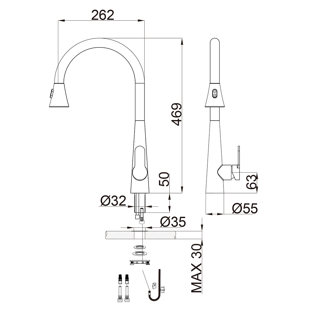 Torneira Cozinha Cromado Extensível Gourmet Misturador 2308 GOWFF Misturador Cozinha 2308 - 7