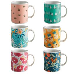 Conjunto 6 Canecas Chá Cerâmica 318ml Flora - 1