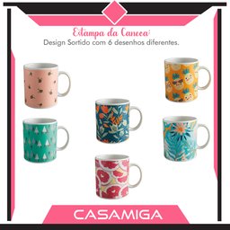 Conjunto 6 Canecas Chá Cerâmica 318ml Flora - 2