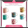 Conjunto 6 Canecas Chá Cerâmica 318ml Flora - 2