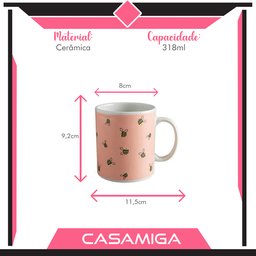 Conjunto 6 Canecas Chá Cerâmica 318ml Flora - 3